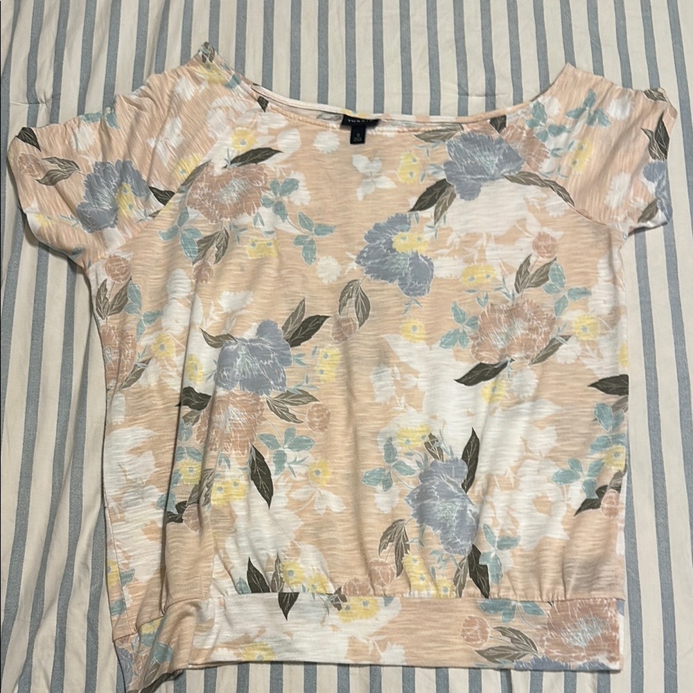 Torrid Tan and Orange Floral Relaxed Blouse